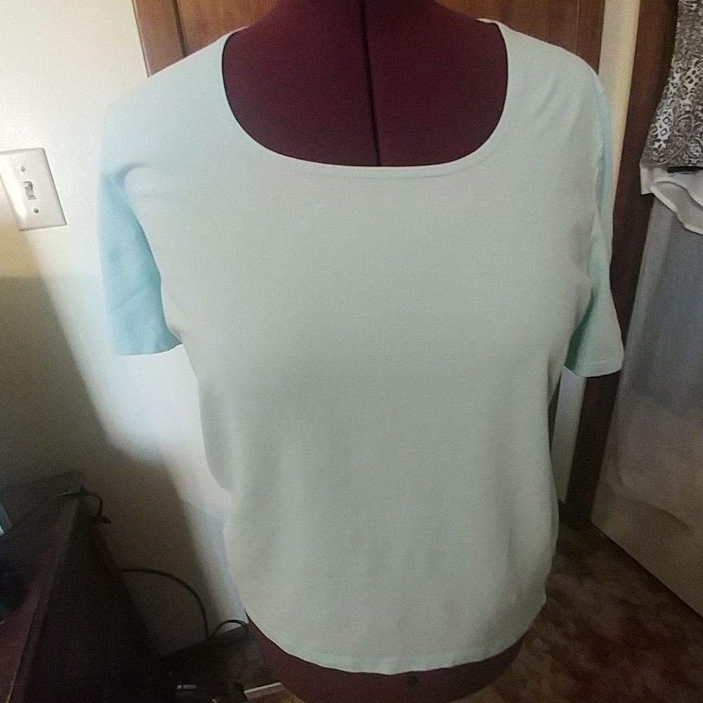 Eddie Bauer Aqua Round Neck Top